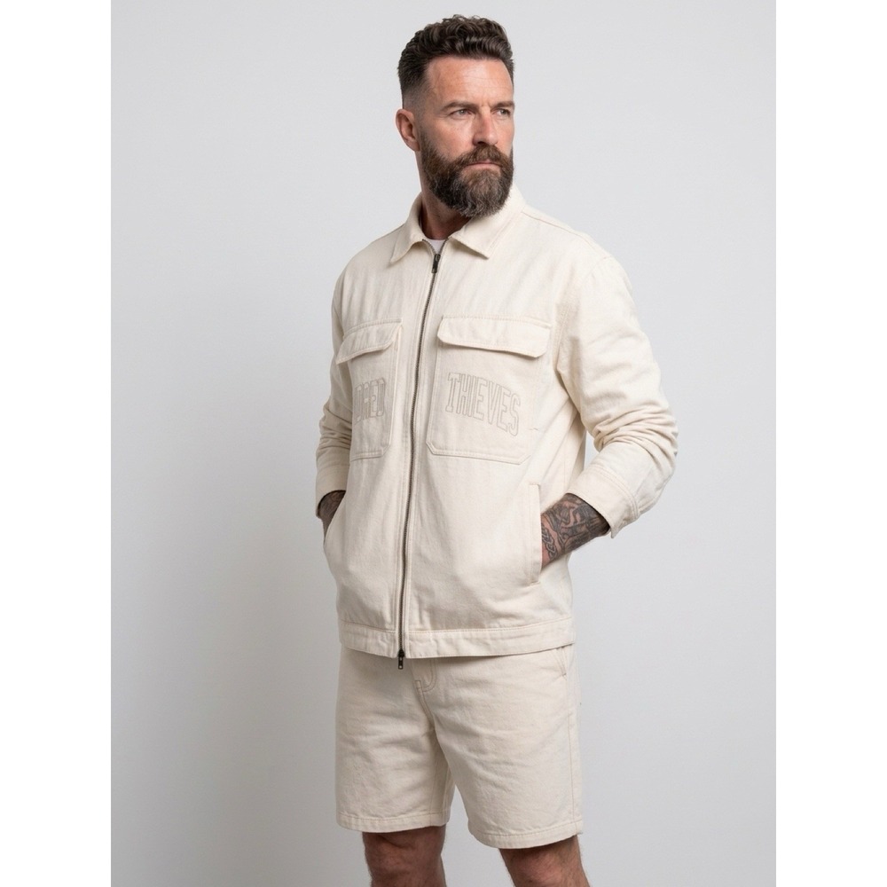 cream 100 Thieves Foundations SS'24 Cotton Twill Jacket Size 2xL(10-b63)